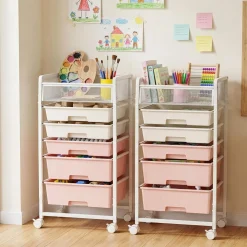 Rolling Craft Cart with Drawers, Rolling Utility Cart Art Craft Organizers and Storage with Lockable Wheels