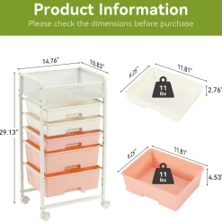 Rolling Craft Cart with Drawers, Rolling Utility Cart Art Craft Organizers and Storage with Lockable Wheels