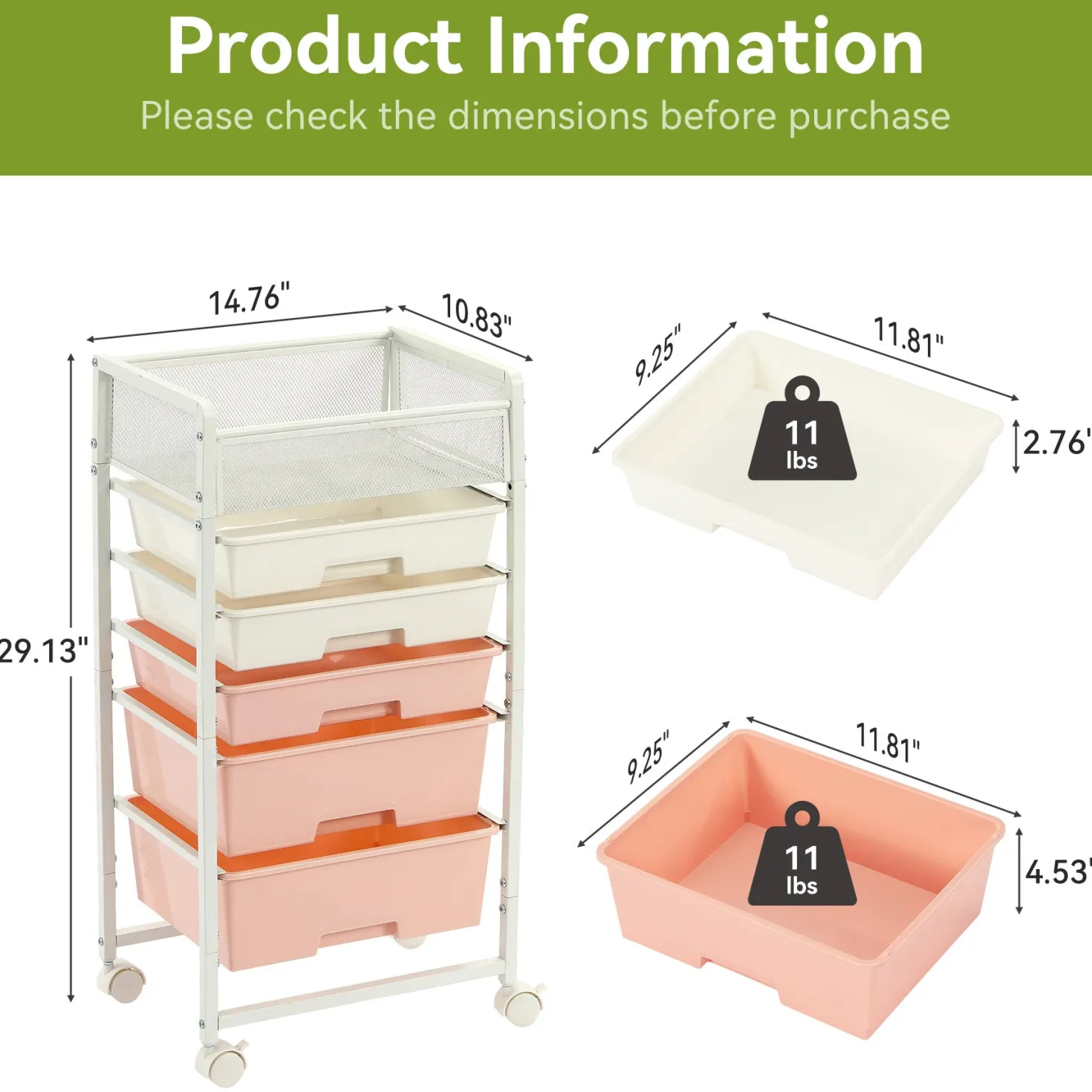 Rolling Craft Cart with Drawers, Rolling Utility Cart Art Craft Organizers and Storage with Lockable Wheels