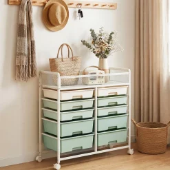 Rolling Craft Cart with Drawers, Rolling Utility Cart Art Craft Organizers and Storage with Lockable Wheels