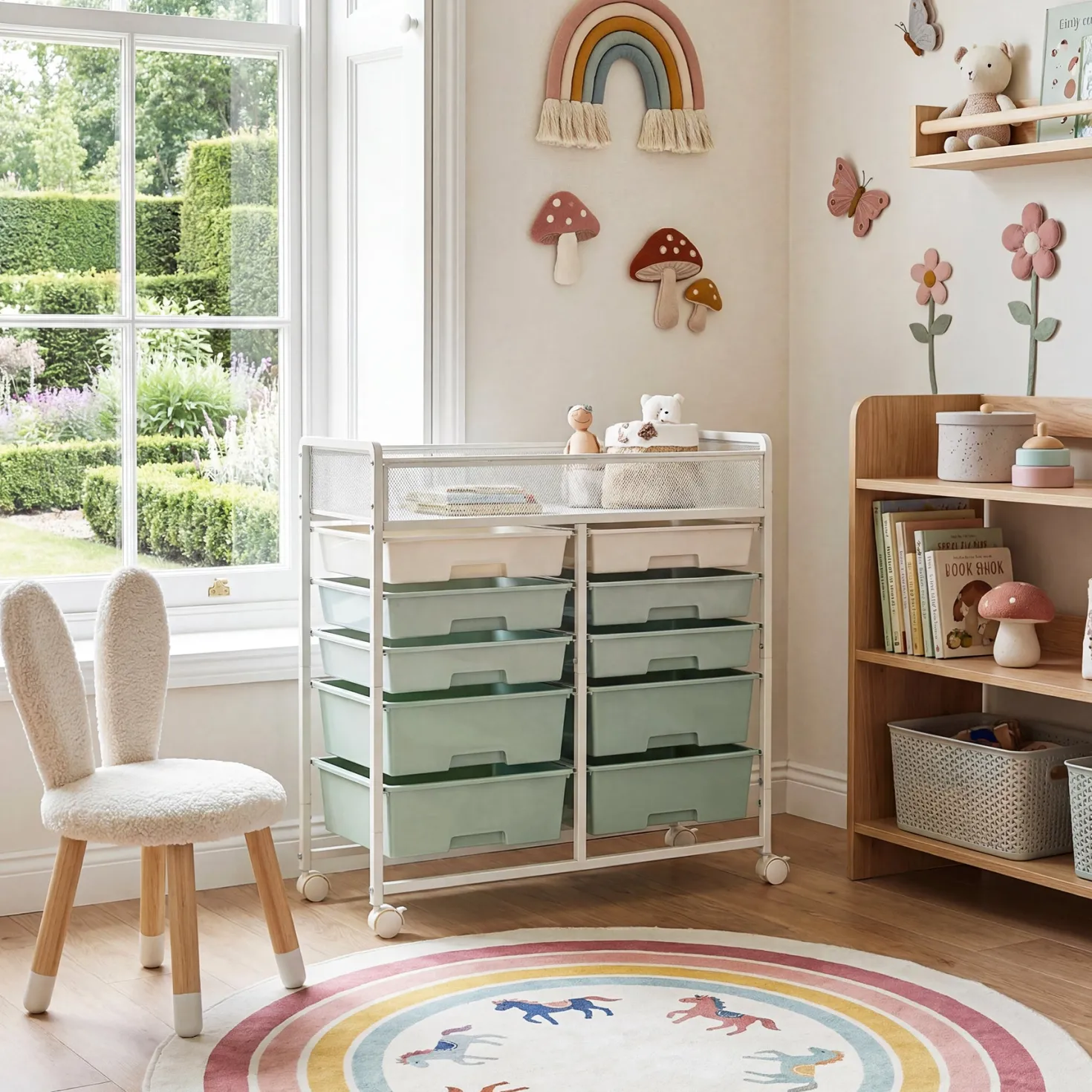 Rolling Craft Cart with Drawers, Rolling Utility Cart Art Craft Organizers and Storage with Lockable Wheels