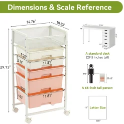 Rolling Craft Cart with Drawers, Rolling Utility Cart Art Craft Organizers and Storage with Lockable Wheels