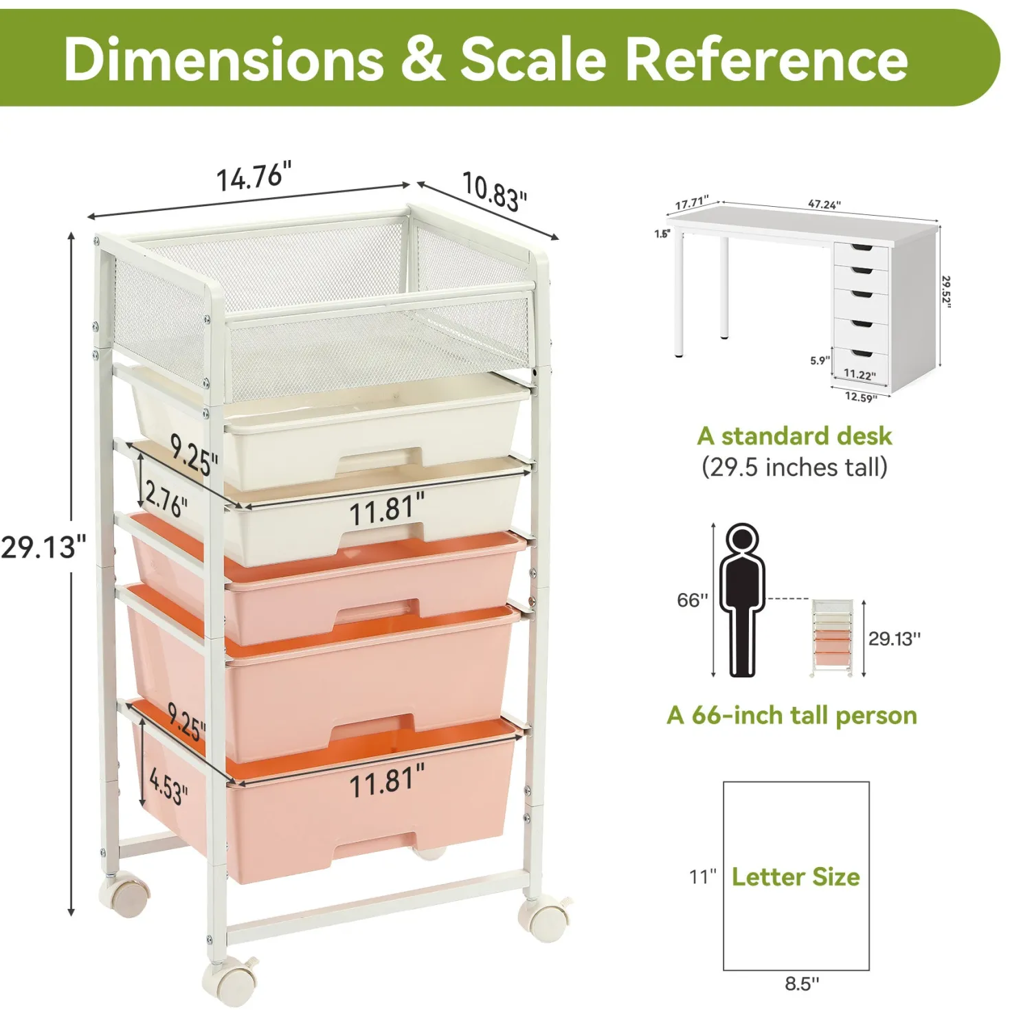 Rolling Craft Cart with Drawers, Rolling Utility Cart Art Craft Organizers and Storage with Lockable Wheels
