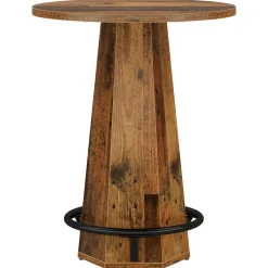 Round Bar Table, 39.4" H Bistro Pub Cocktail Table with Metal Footrest