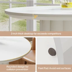 Round Bar Table, 30" Pub Table with Column Fluted Ribbed Leg Base
