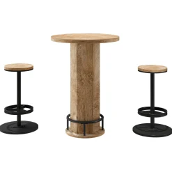 Round Bar Table Set, Pub Cocktail Table Bistro Sets with 2 Barstools