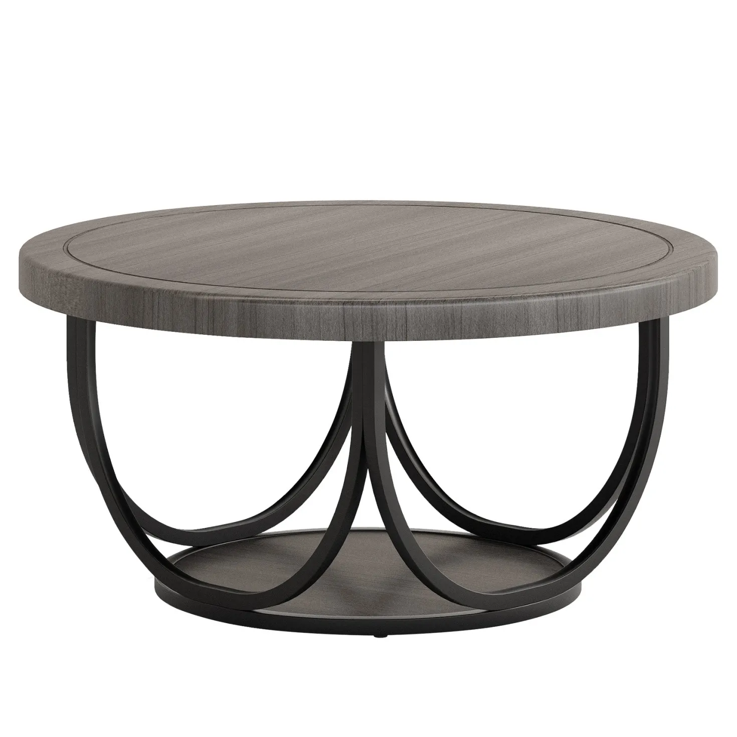 Round Coffee Table, 31.5" Circle Accent Cocktail Table with Storage Shelf