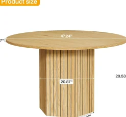 Round Conference Table, 47" Modern Meeting Table for 4-6 People