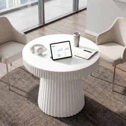 Round Conference Table, 31.5" Meeting Table Discussion Table for Home Office