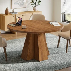 Round Conference Table, Small Meeting Table with Thickened Tabletop