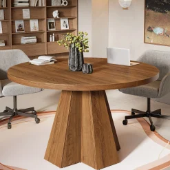 Round Conference Table, Small Meeting Table with Thickened Tabletop