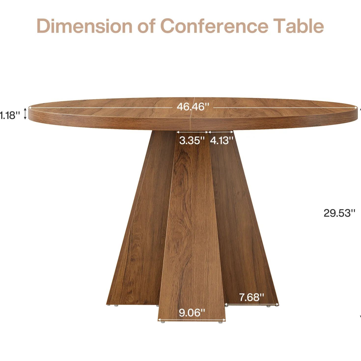 Round Conference Table, Small Meeting Table with Thickened Tabletop
