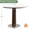 Round Dining Table, 31.5" Kitchen Table with Sintered Stone Tabletop & Steel Pedestal Base