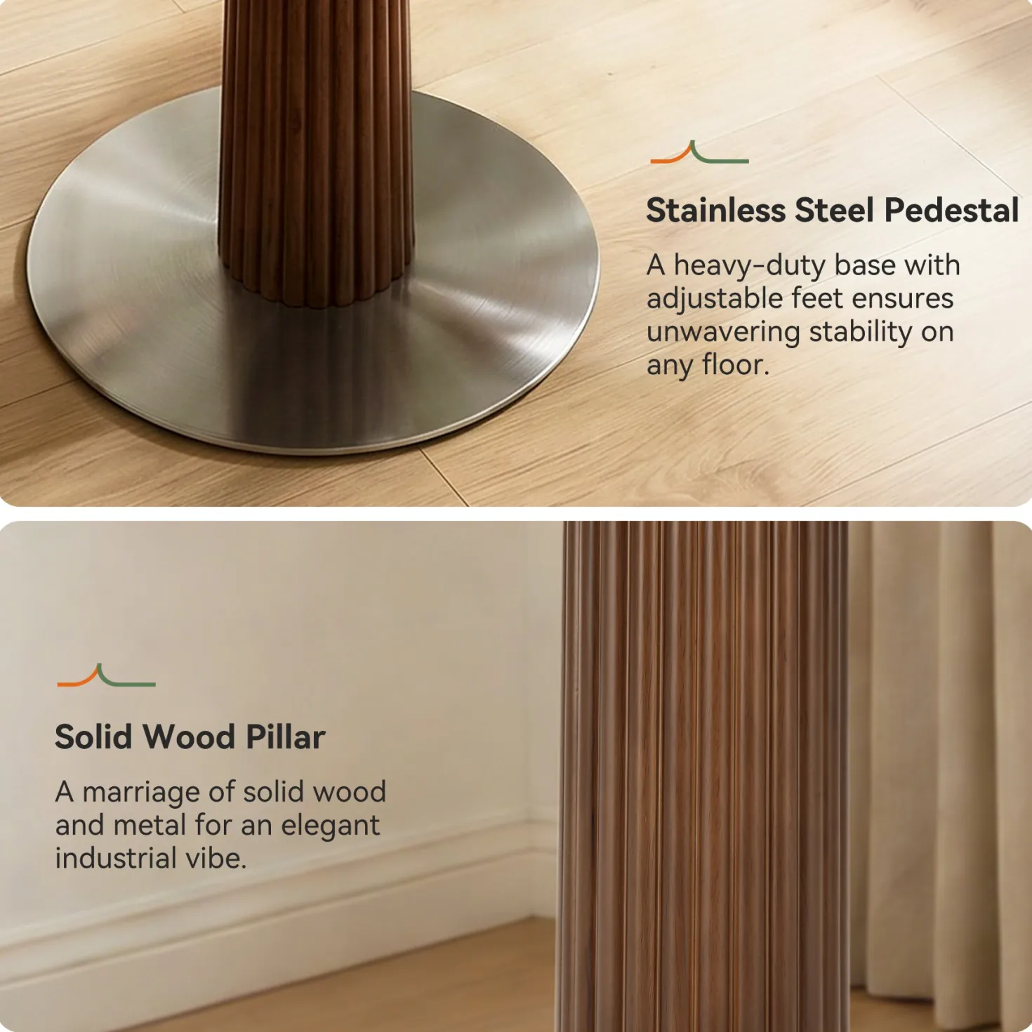 Round Dining Table, 31.5" Kitchen Table with Sintered Stone Tabletop & Steel Pedestal Base