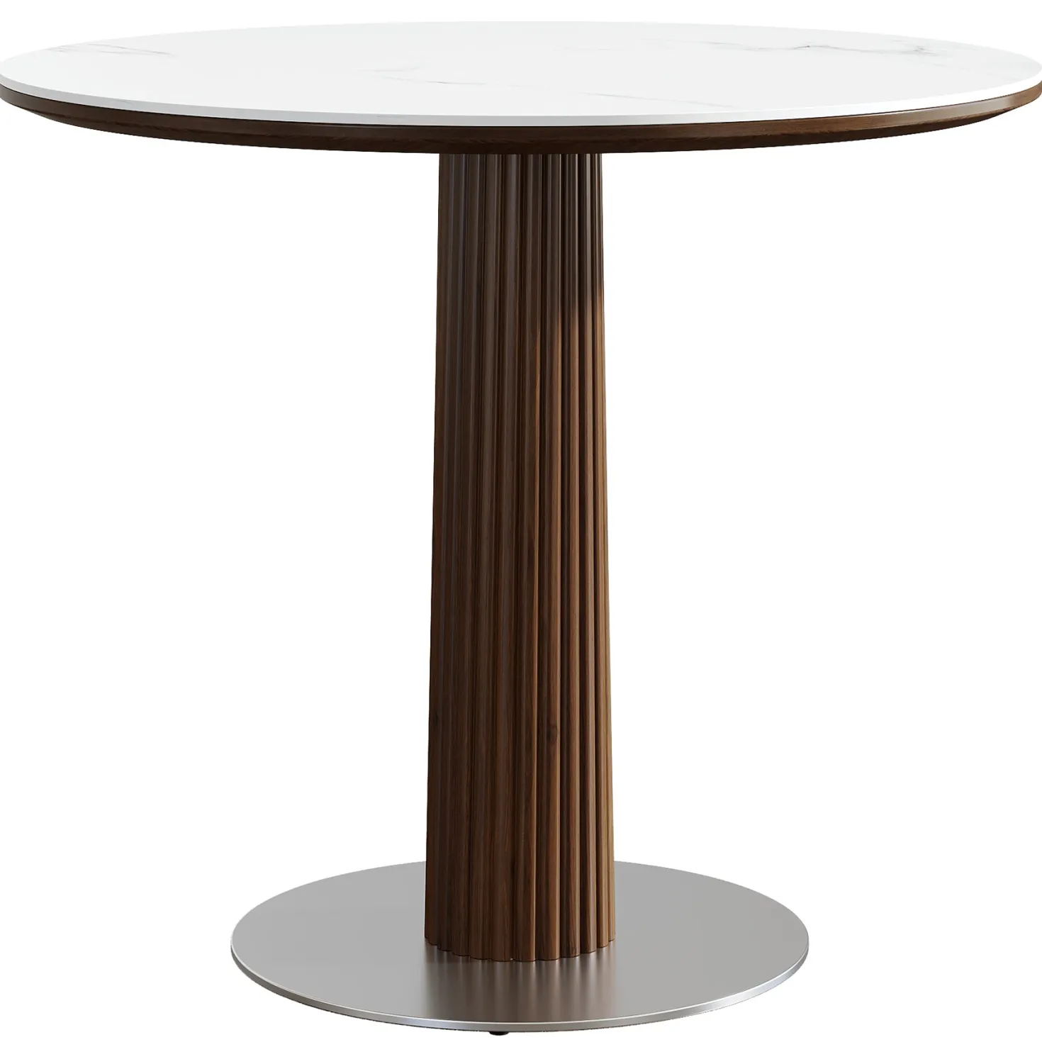 Round Dining Table, 31.5" Kitchen Table with Sintered Stone Tabletop & Steel Pedestal Base