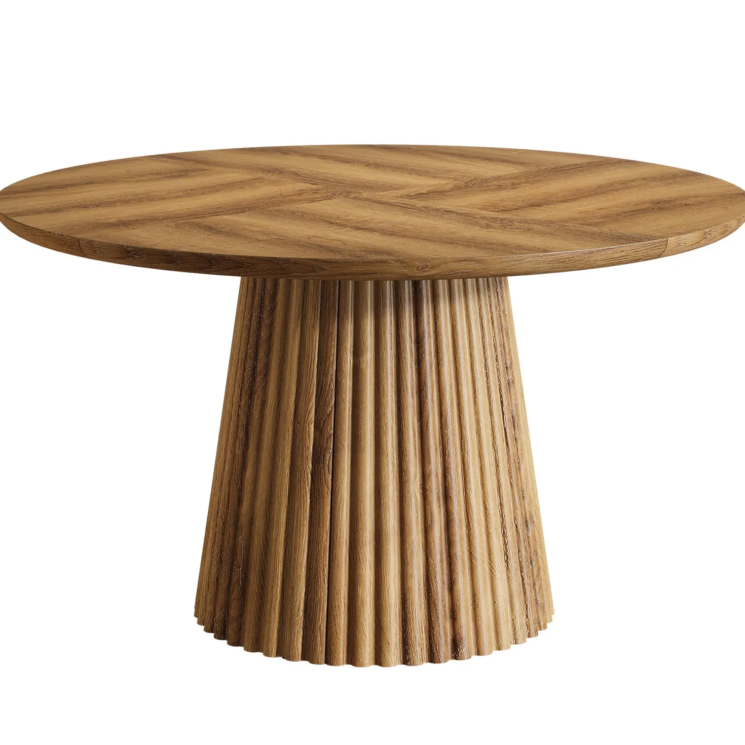 Round Dining Table, 47.24" Kitchen Table with Fluted Design for 4-6
