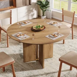 Round Dining Table, 39.37" Kitchen Table with Lower Storage Shelf