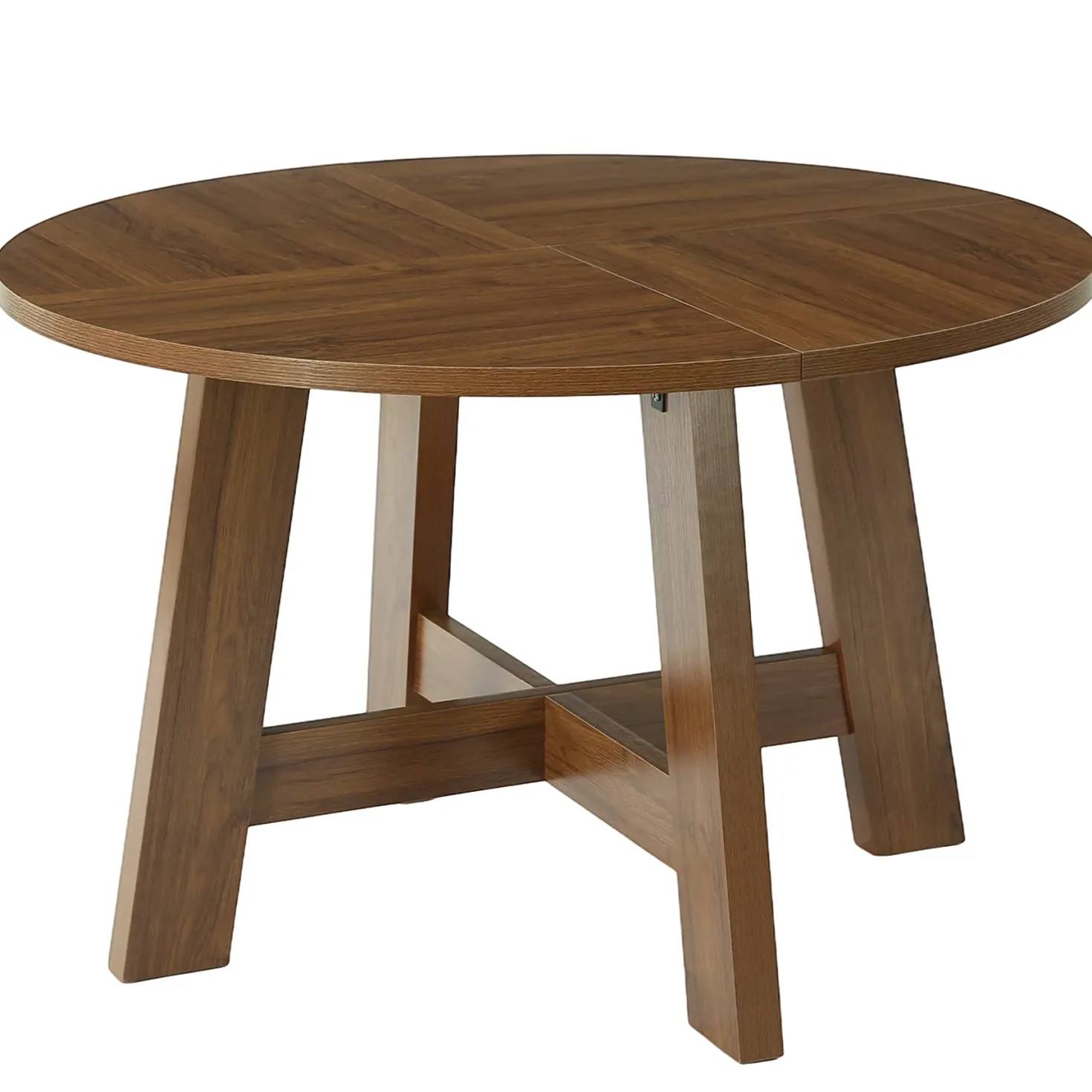 Round Dining Table for 4-6, 47" Kitchen Table with Reinforced Cross Brace