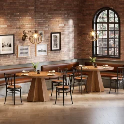 Round Dining Table for 4, Circle Kitchen Table with Pedestal Base