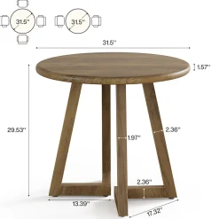 Round Dining Table for 2-4 People, 31.5" Kitchen Table for Dining Room