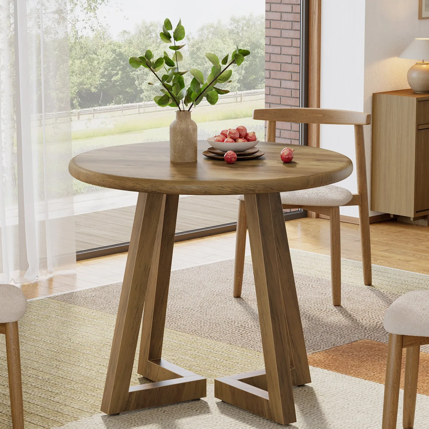 Round Dining Table for 2-4 People, 31.5" Kitchen Table for Dining Room