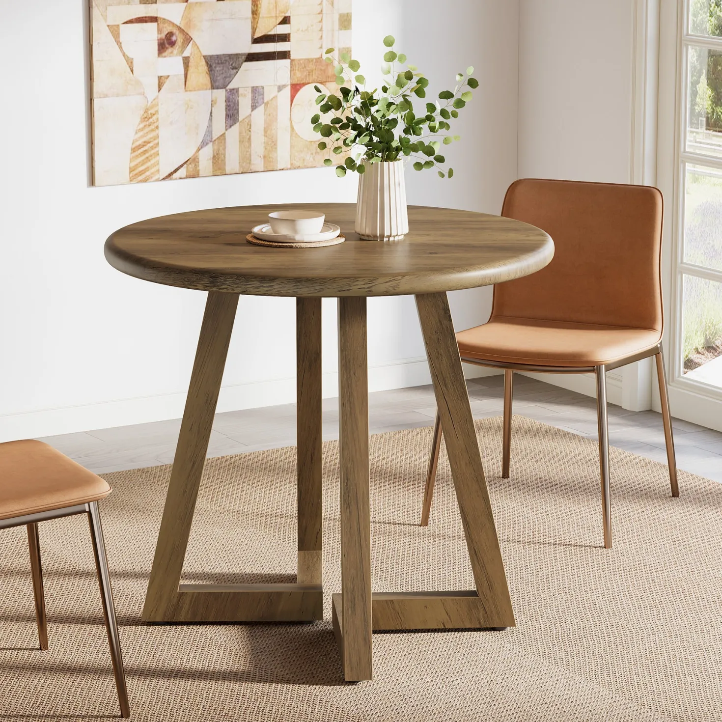 Round Dining Table for 2-4 People, 31.5" Kitchen Table for Dining Room