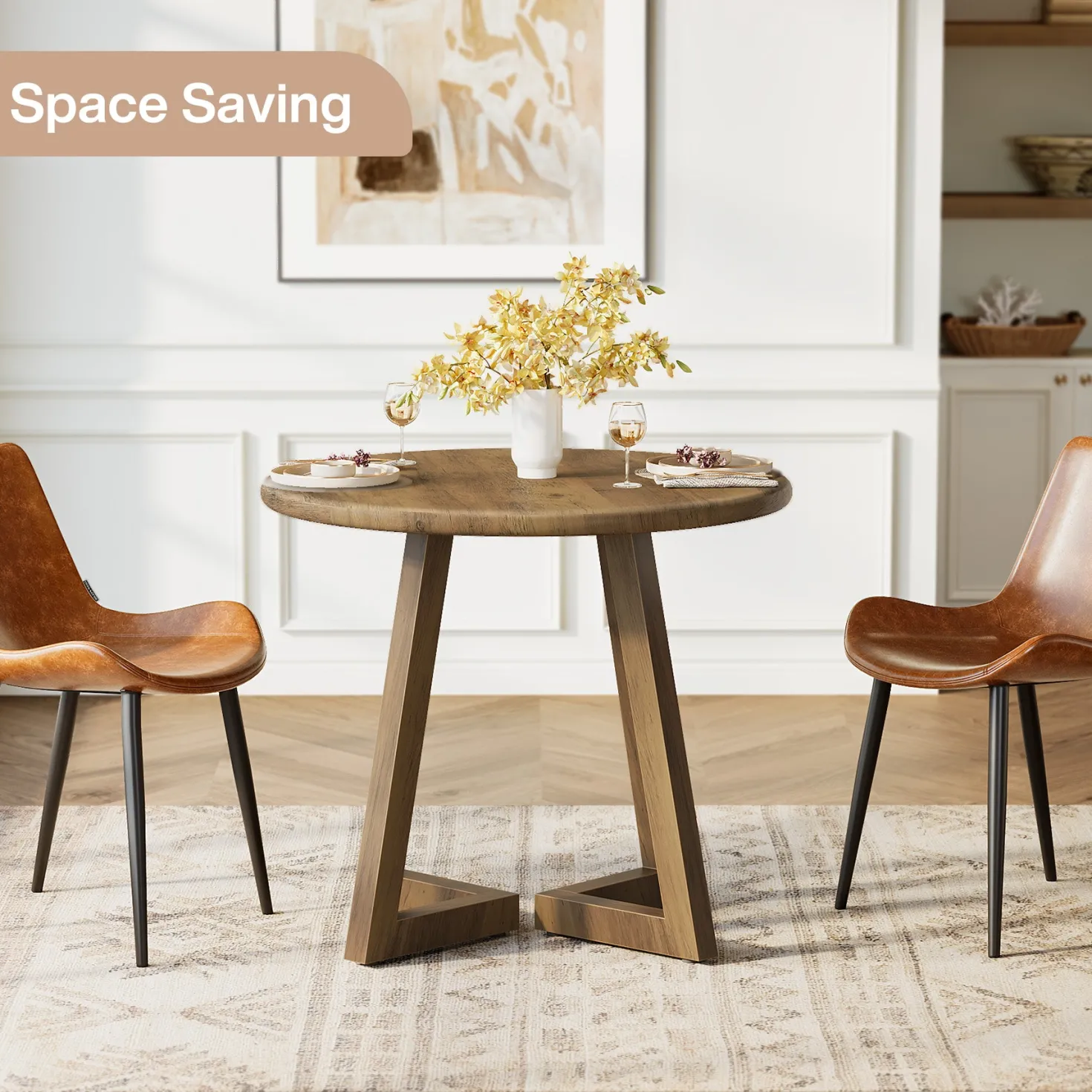 Round Dining Table for 2-4 People, 31.5" Kitchen Table for Dining Room