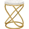 Round End Table, 26" Tall Sofa Side Table with Faux Marble Top