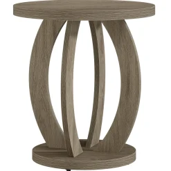 Round End Table, Accent Side Table with Storage for Small Space