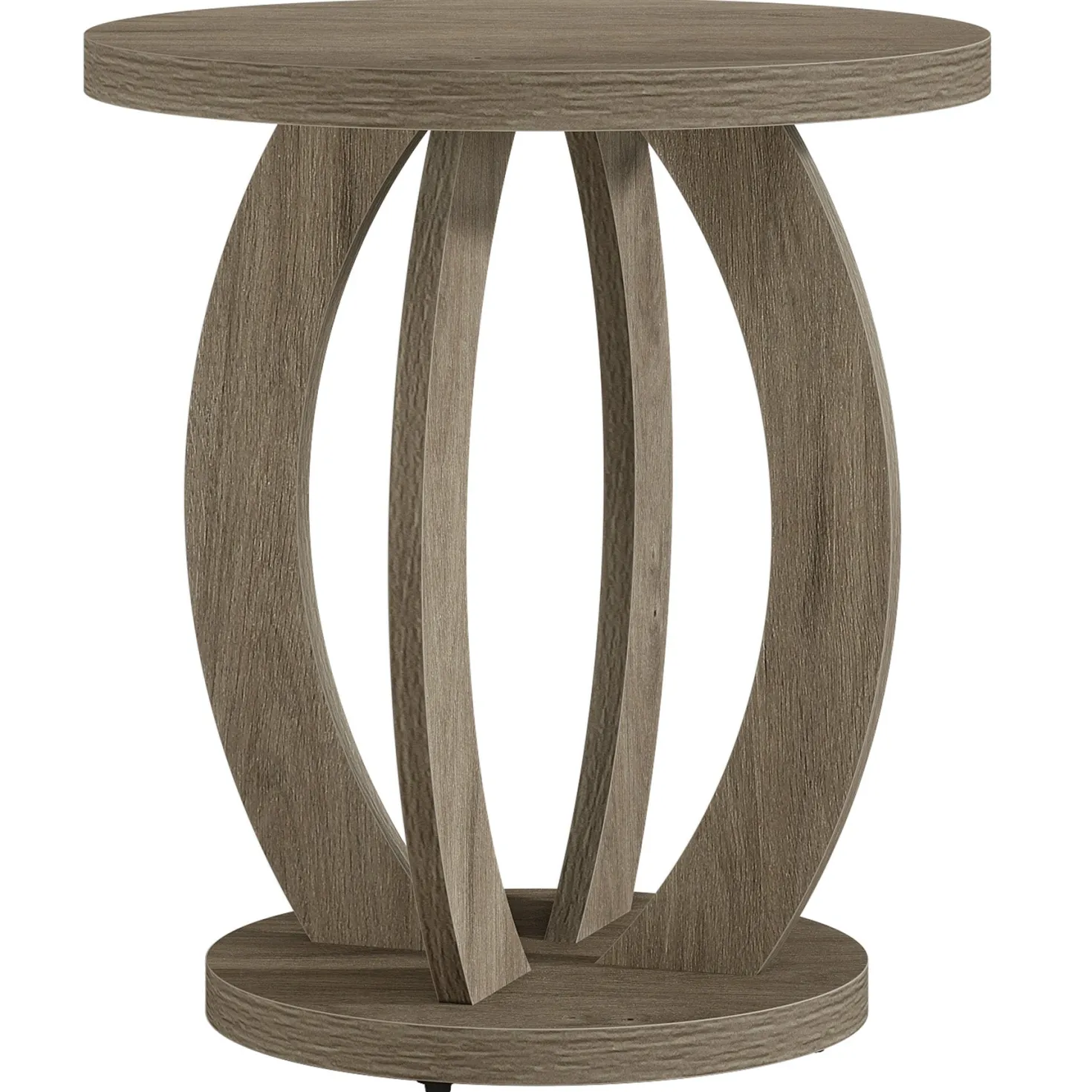 Round End Table, Accent Side Table with Storage for Small Space