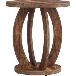 Round End Table, Accent Side Table with Storage for Small Space