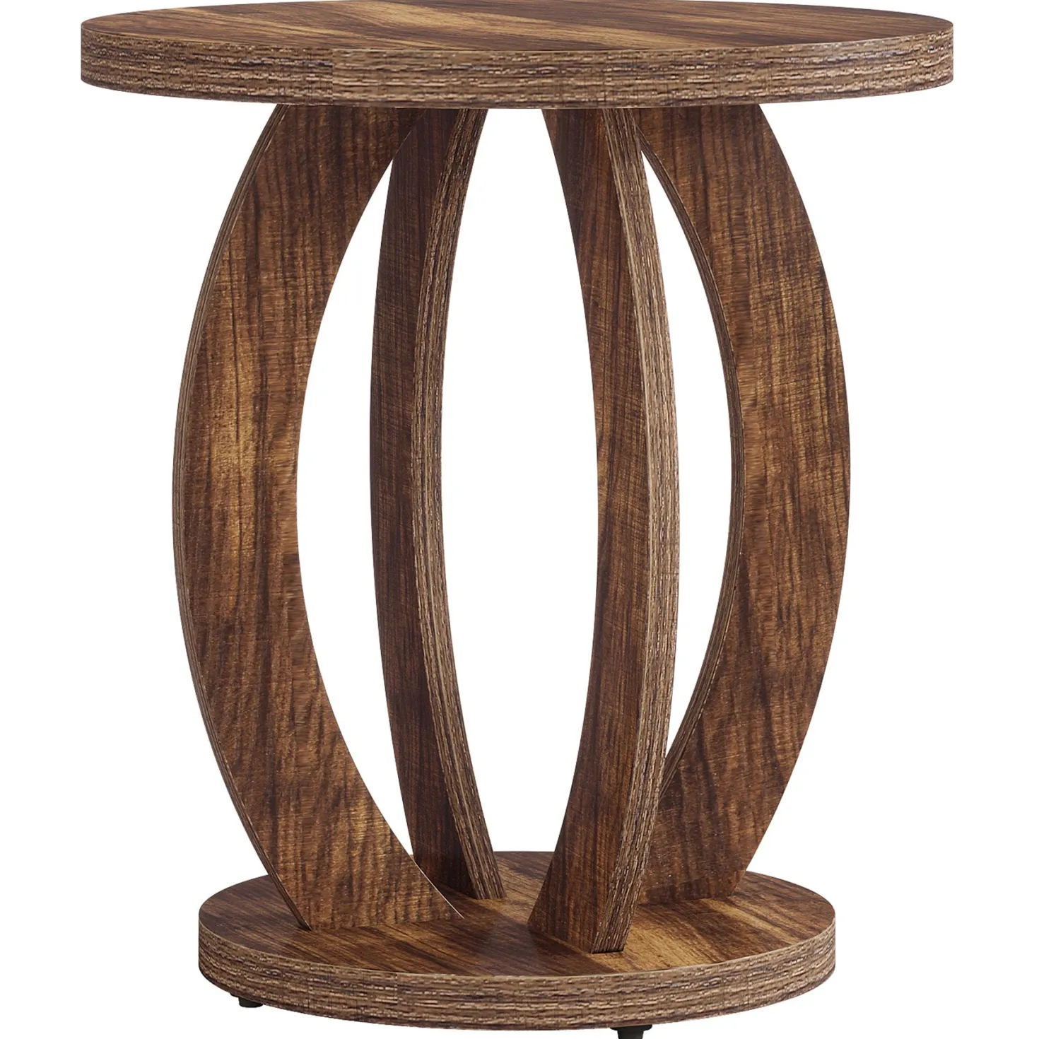 Round End Table, Accent Side Table with Storage for Small Space
