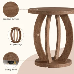Round End Table, Accent Side Table with Storage for Small Space