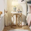 Round End Table, Modern Bedside Table with Faux Marble Top