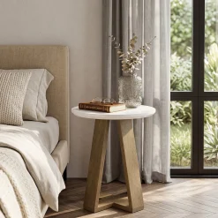 Round End Table, Modern Side Table Small Accent Table for Living Room