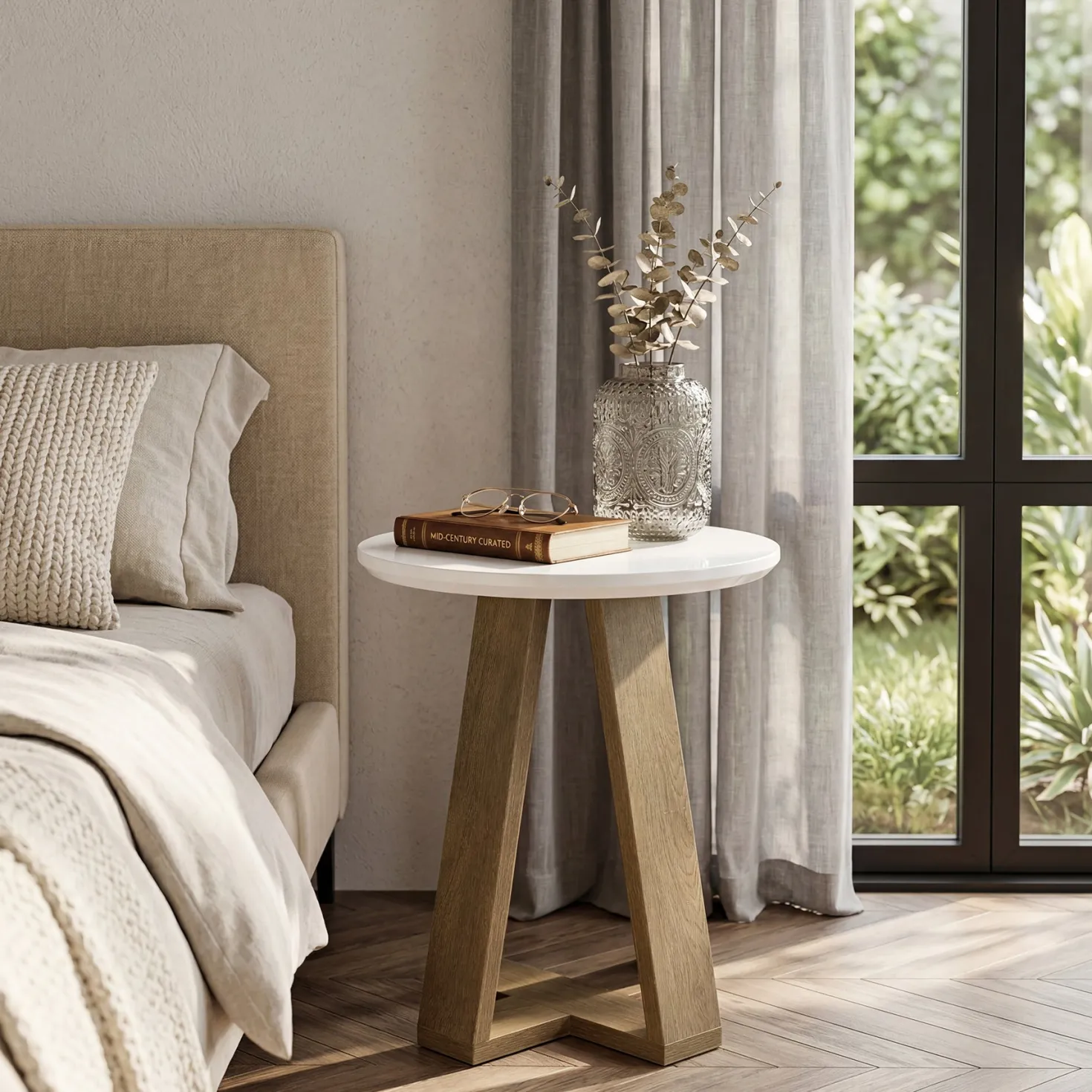Round End Table, Modern Side Table Small Accent Table for Living Room