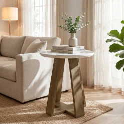 Round End Table, Modern Side Table Small Accent Table for Living Room