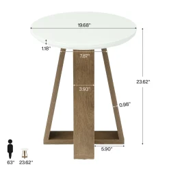 Round End Table, Modern Side Table Small Accent Table for Living Room