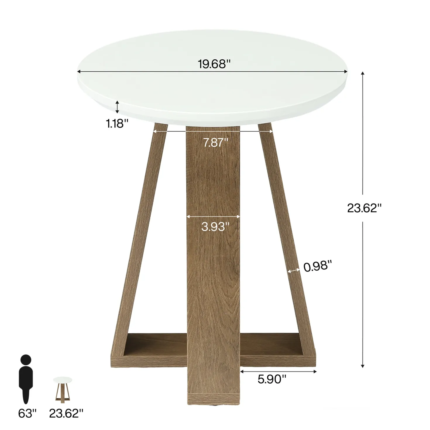 Round End Table, Modern Side Table Small Accent Table for Living Room