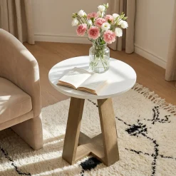 Round End Table, Modern Side Table Small Accent Table for Living Room