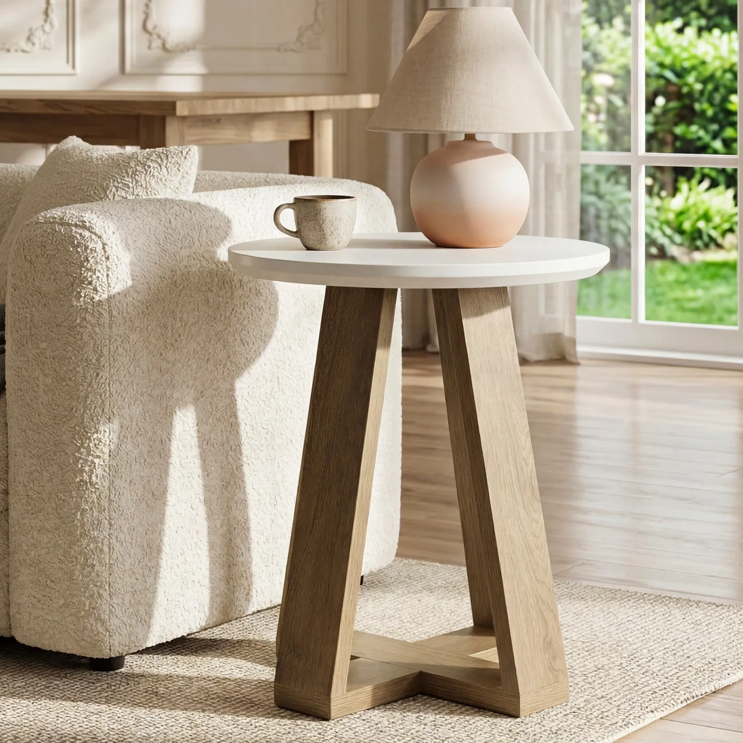 Round End Table, Modern Side Table Small Accent Table for Living Room