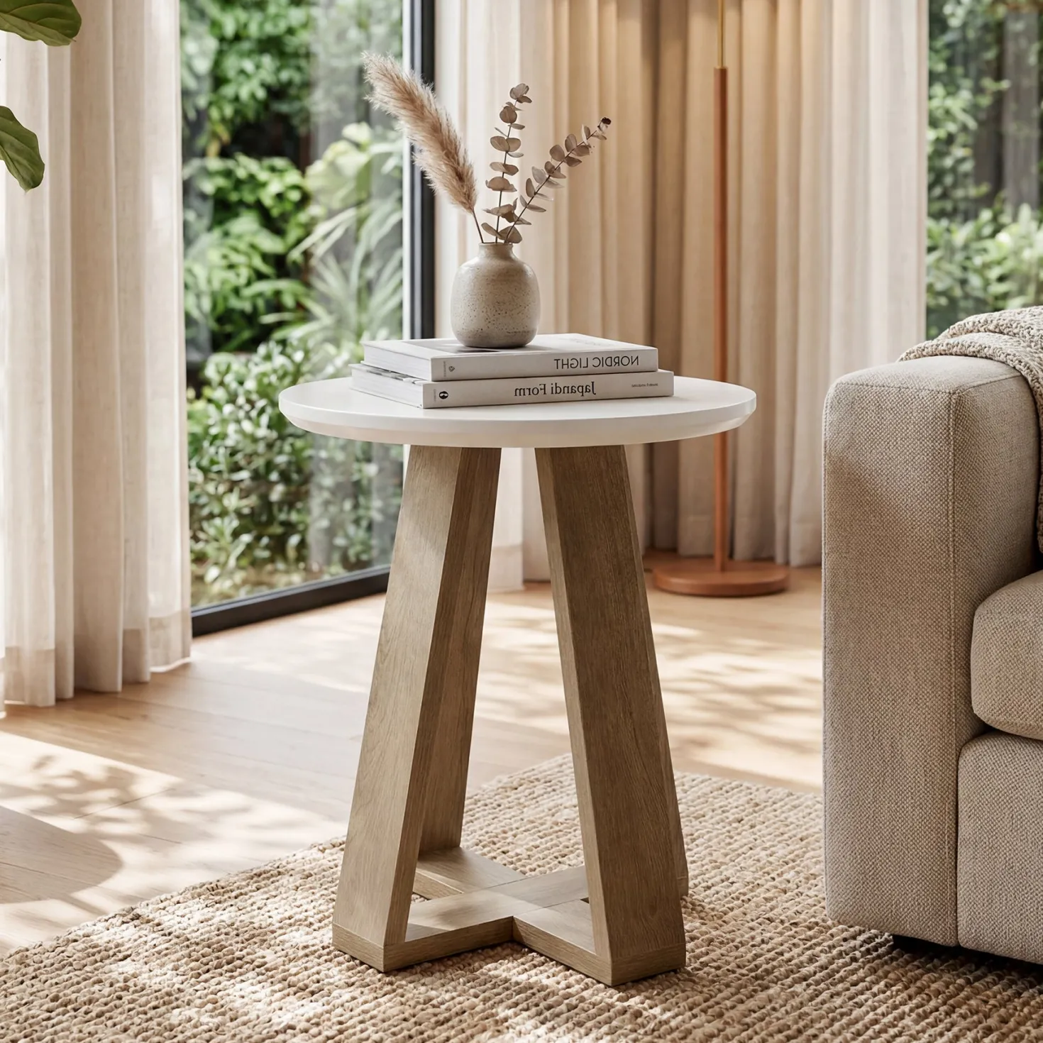 Round End Table, Modern Side Table Small Accent Table for Living Room