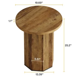 Round End Table, Narrow Side Table Nightstand with Stable Pedestal