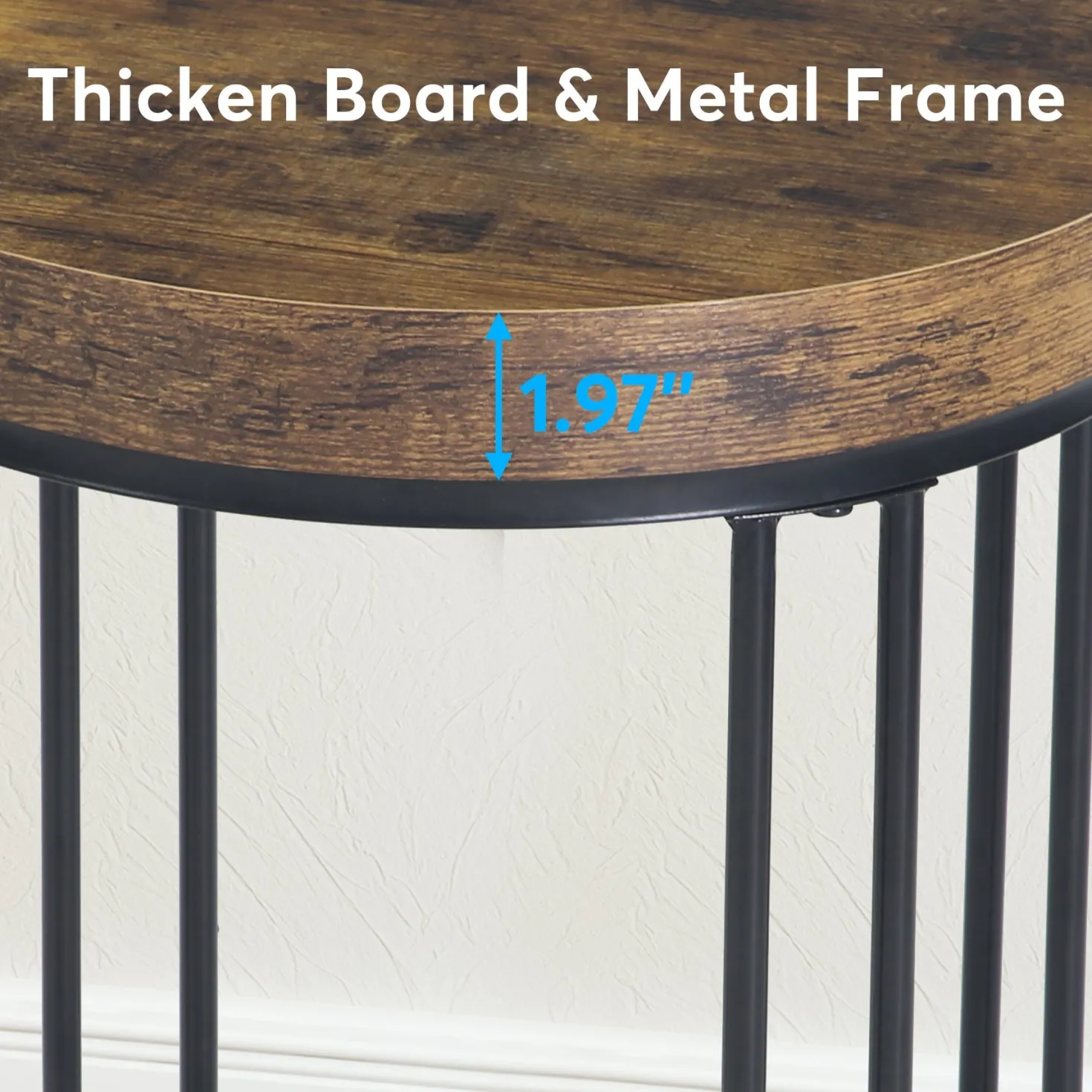 Round End Table, Small Accent Side Table with Metal Frame