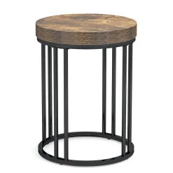 Round End Table, Small Accent Side Table with Metal Frame