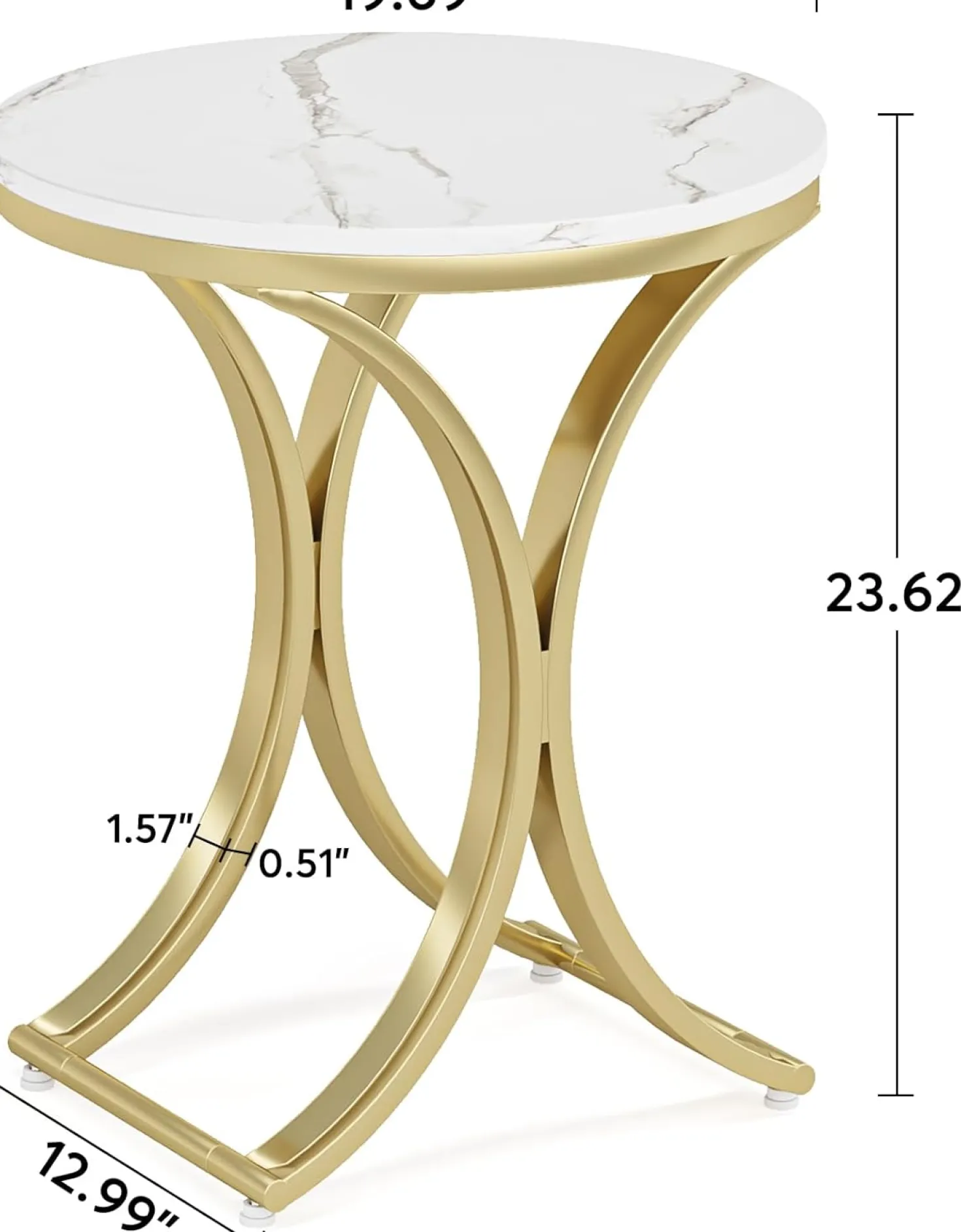 Round End Table Sofa Side Table Small Coffee Table with Metal Frame