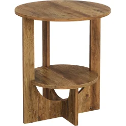 Round End Table, 2-Tier Side Table Nightstand with Storage