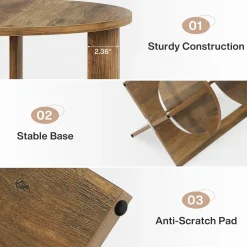 Round End Table, 2-Tier Side Table Nightstand with Storage