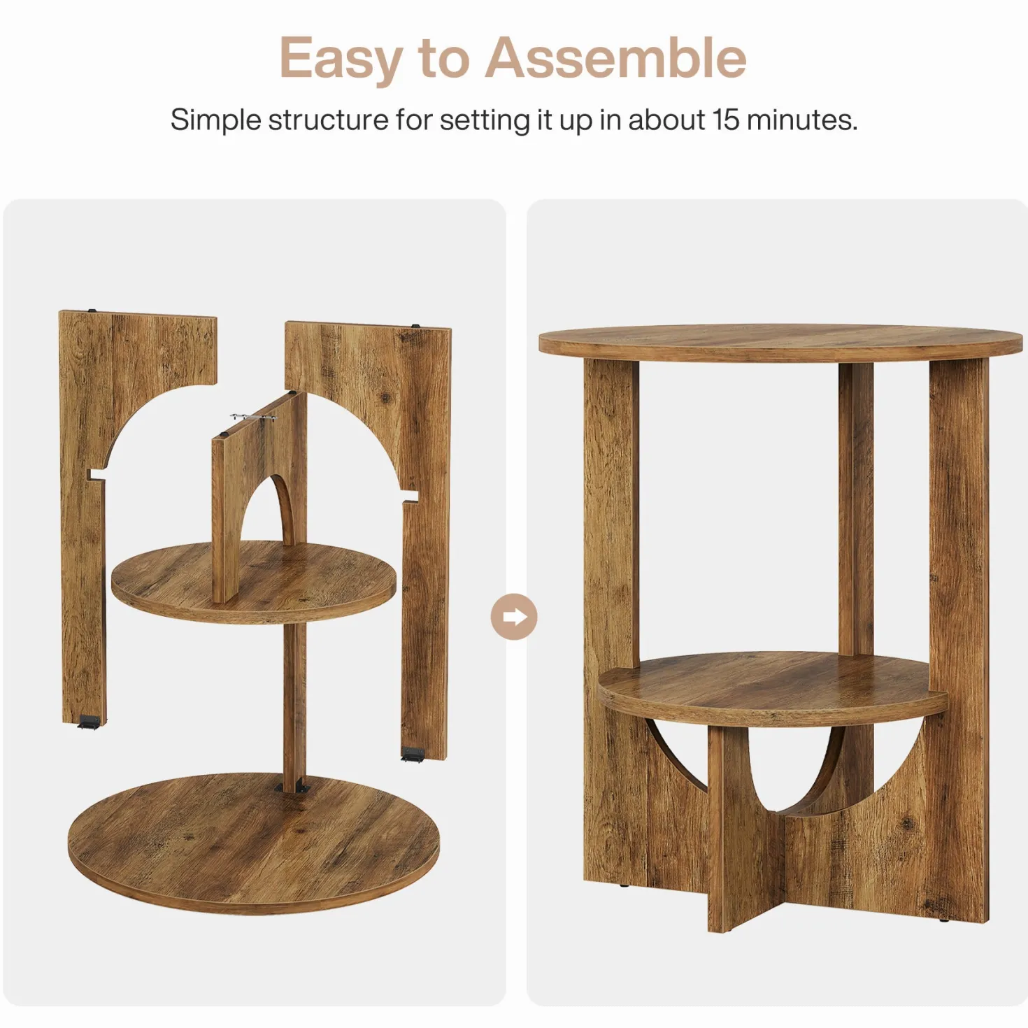 Round End Table, 2-Tier Side Table Nightstand with Storage