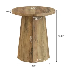 Round End Table, Wooden Couch Side Table with Octagonal Base